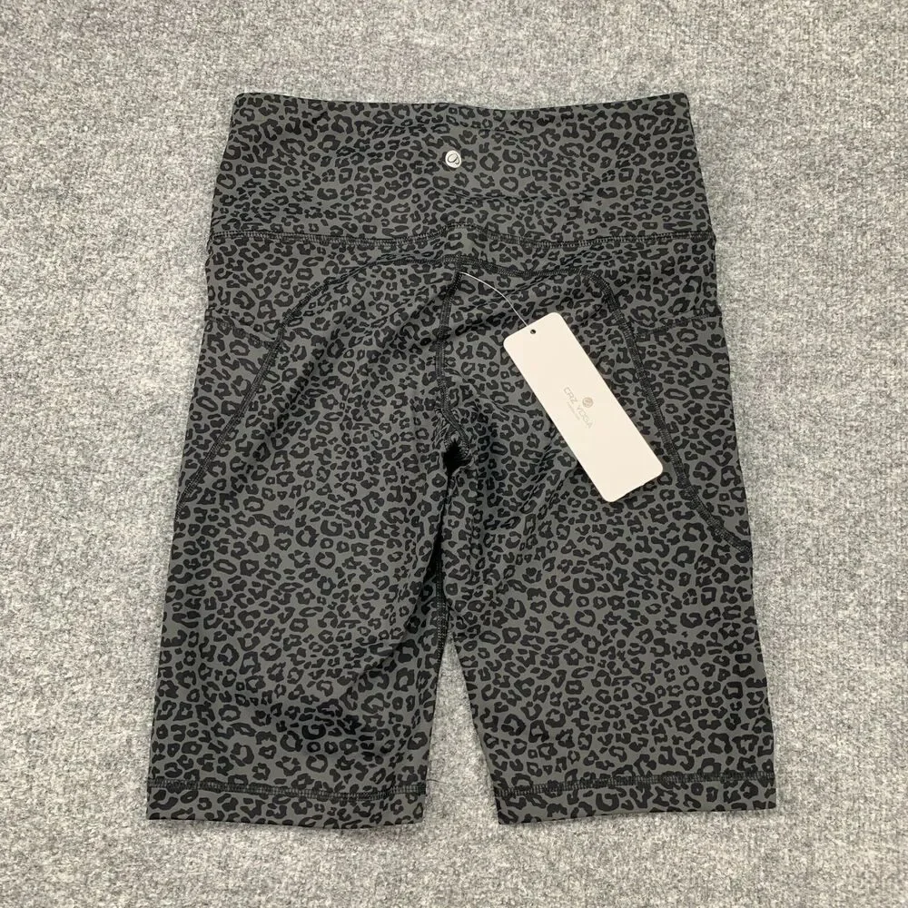 CRZ Yoga Biker Short Women S Small Leopard Multi High Rise Naked Feeling Pockets